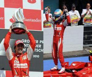 Puzzle Fernando Alonso πανηγυρίζει τη νίκη του στο Hockenheim, Γερμανικό Grand Prix (2010)
